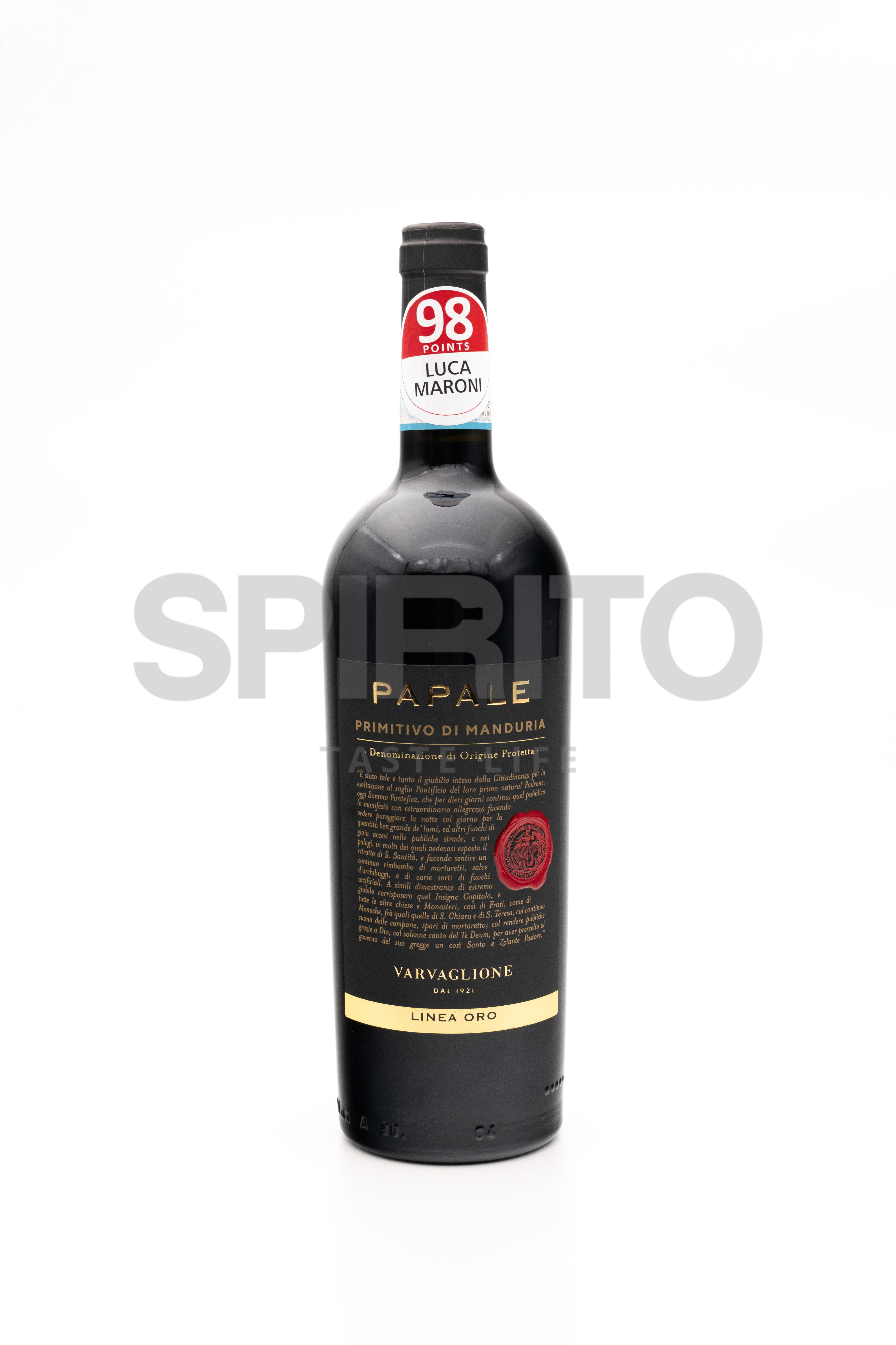 VARVAGLIONE PAPLE ORO PRIMITIVO DI MANDURIA DOC 14,5% ALC 750 ML