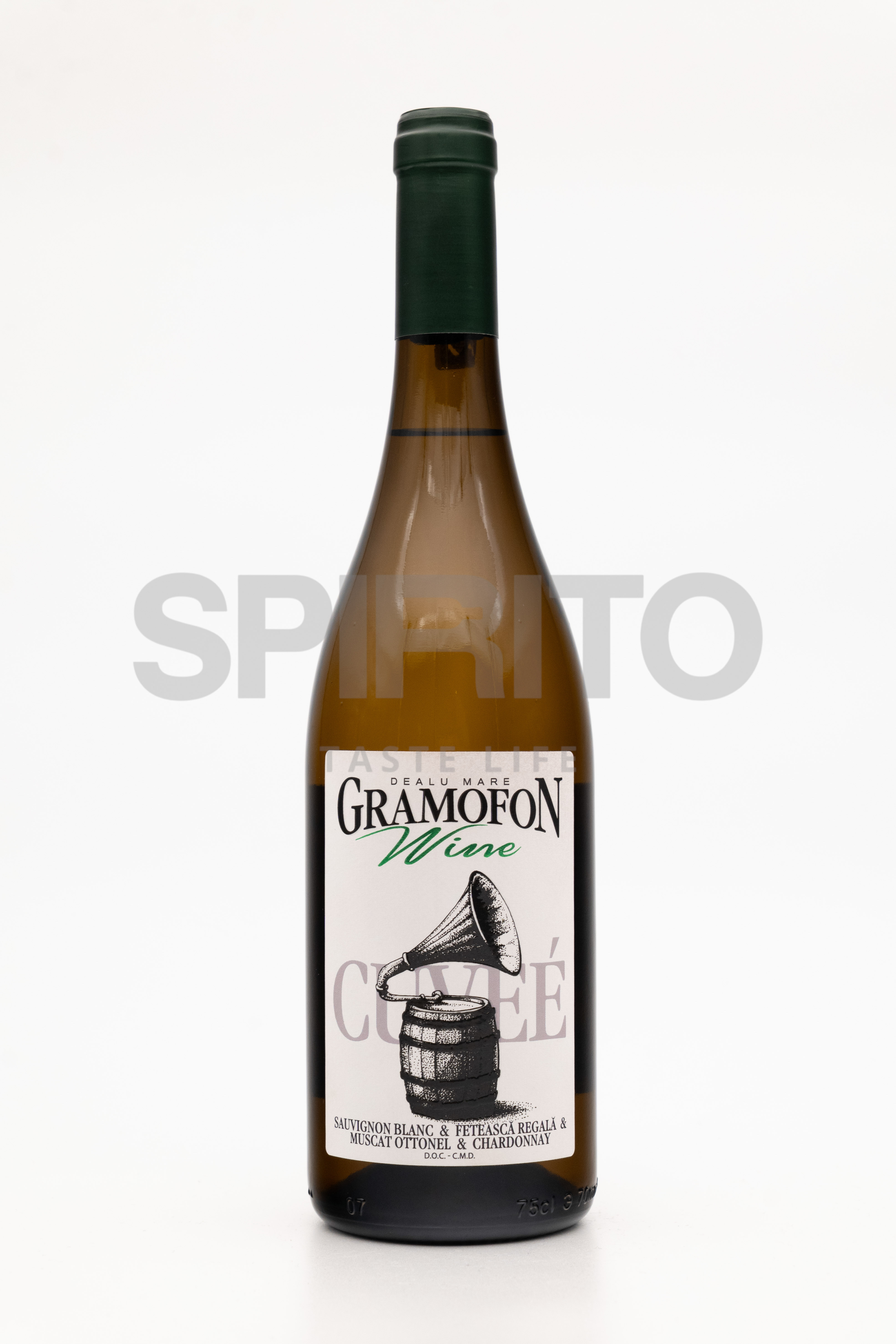 GRAMOFON CUVEE SAUVIGNON BLANC & FETEASCA REGALA & MUSCAT OTTONEL & CHARDONNAY DOC 12,6% ALC 750 ML